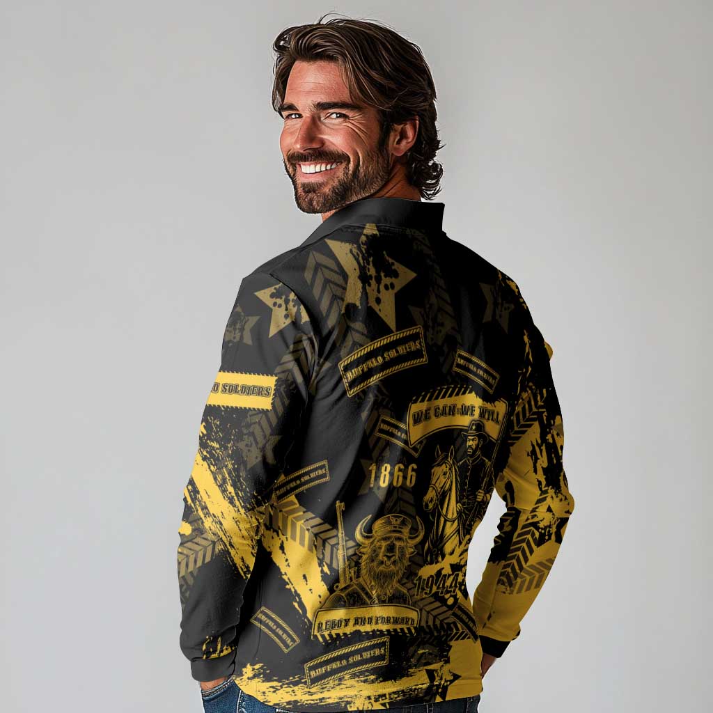 Buffalo Soldiers Long Sleeve Polo Shirt Military Urban Retro Style - Wonder Print Shop