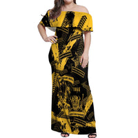 Buffalo Soldiers Off Shoulder Maxi Dress Military Urban Retro Style - Wonder Print Shop