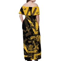 Buffalo Soldiers Off Shoulder Maxi Dress Military Urban Retro Style - Wonder Print Shop