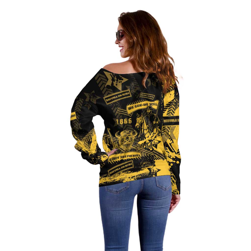 Buffalo Soldiers Off Shoulder Sweater Military Urban Retro Style - Wonder Print Shop