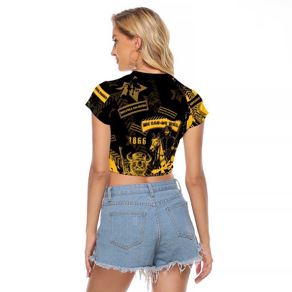 Buffalo Soldiers Raglan Cropped T Shirt Military Urban Retro Style - Wonder Print Shop