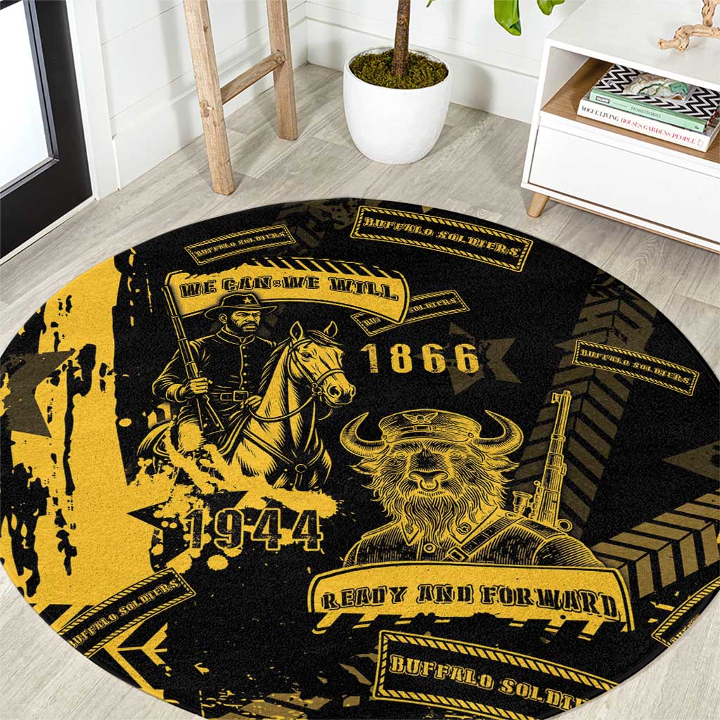 Buffalo Soldiers Round Carpet Military Urban Retro Style - Wonder Print Shop