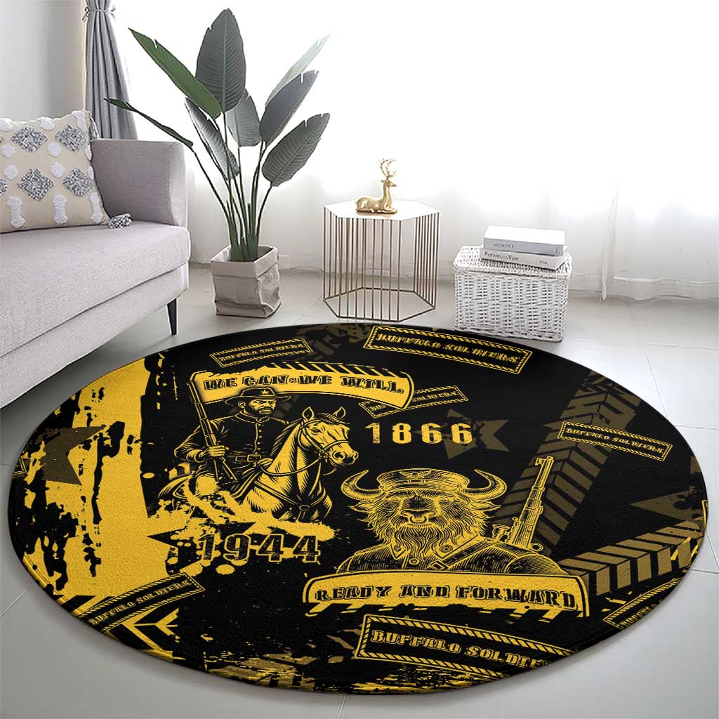 Buffalo Soldiers Round Carpet Military Urban Retro Style - Wonder Print Shop