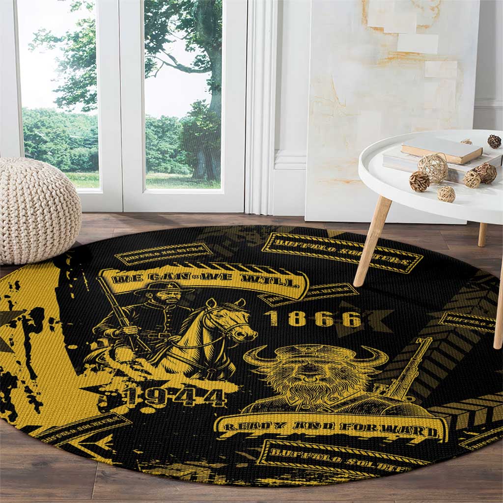 Buffalo Soldiers Round Carpet Military Urban Retro Style - Wonder Print Shop