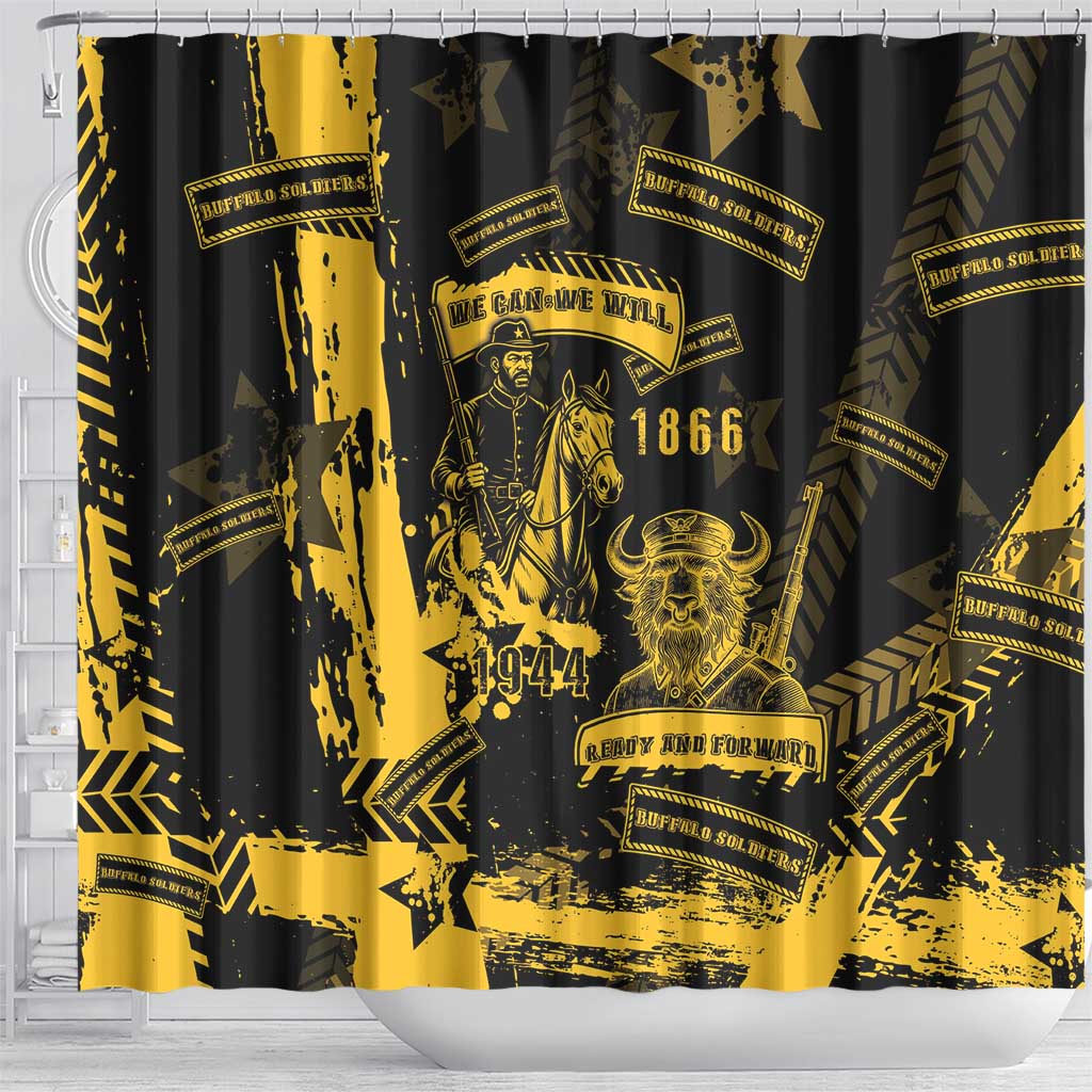Buffalo Soldiers Shower Curtain Military Urban Retro Style - Wonder Print Shop