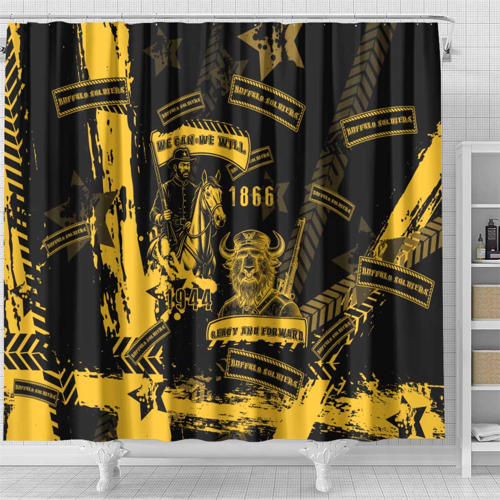 Buffalo Soldiers Shower Curtain Military Urban Retro Style - Wonder Print Shop