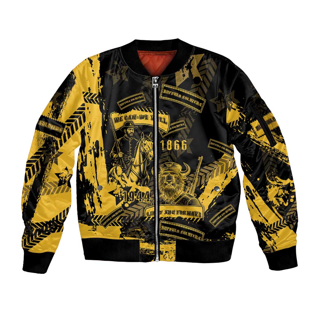 Buffalo Soldiers Sleeve Zip Bomber Jacket Military Urban Retro Style - Wonder Print Shop
