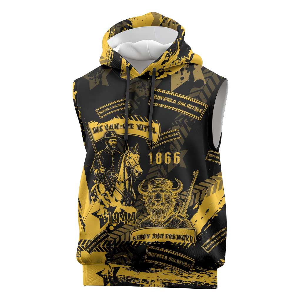 Buffalo Soldiers Sleeveless Hoodie Military Urban Retro Style - Wonder Print Shop