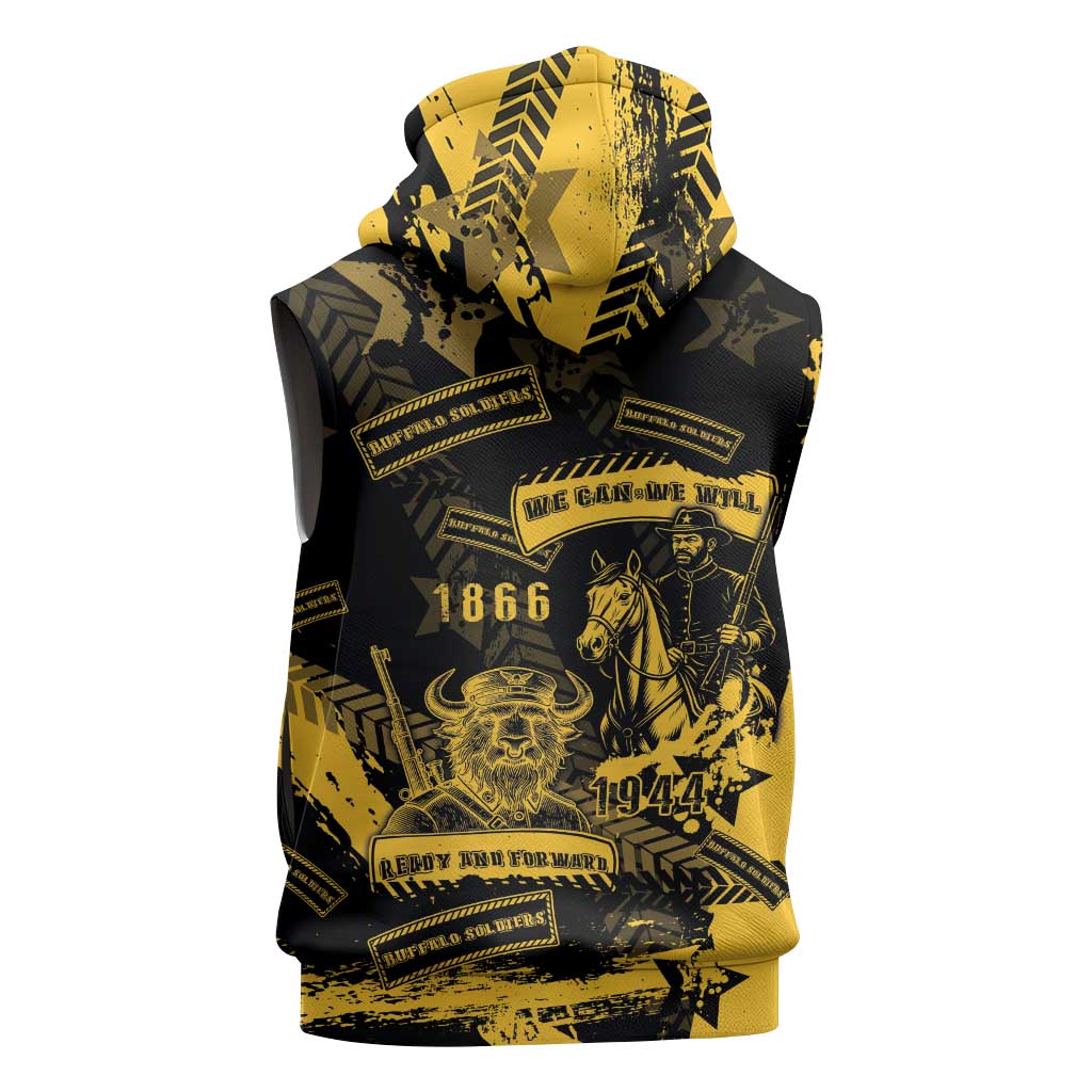 Buffalo Soldiers Sleeveless Hoodie Military Urban Retro Style - Wonder Print Shop
