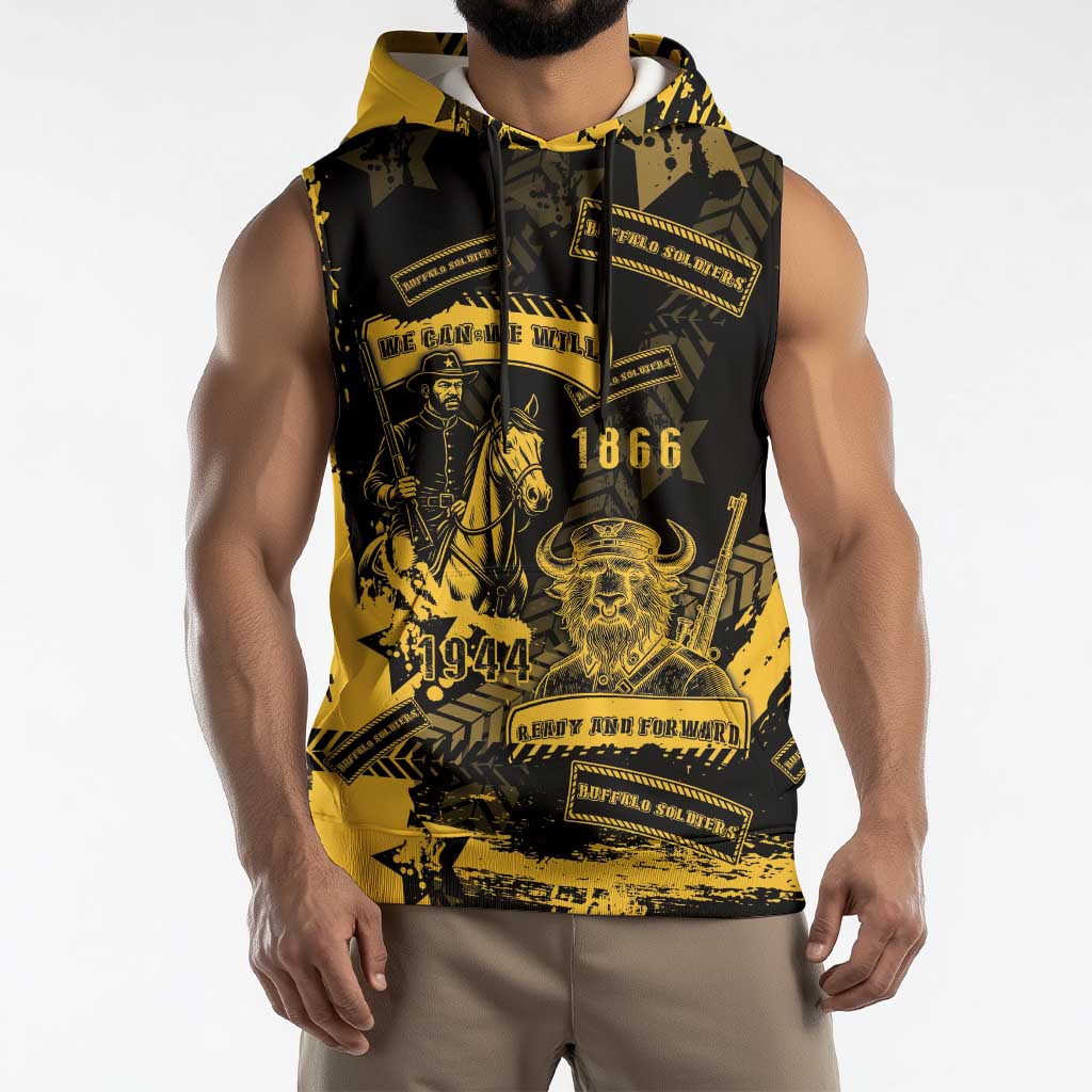 Buffalo Soldiers Sleeveless Hoodie Military Urban Retro Style - Wonder Print Shop