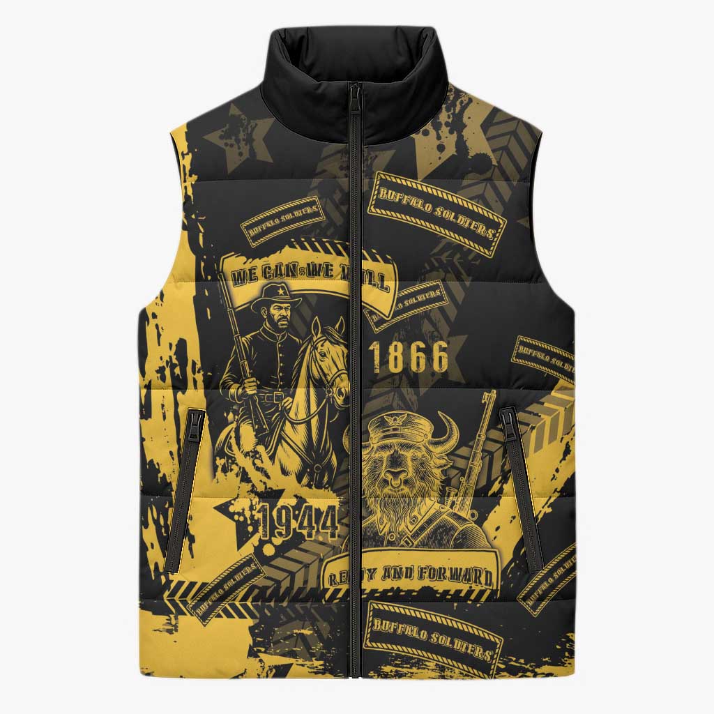 Buffalo Soldiers Sleeveless Puffer Jacket Military Urban Retro Style - Wonder Print Shop