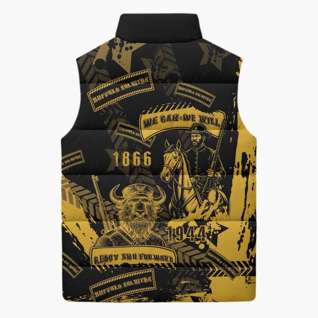 Buffalo Soldiers Sleeveless Puffer Jacket Military Urban Retro Style - Wonder Print Shop