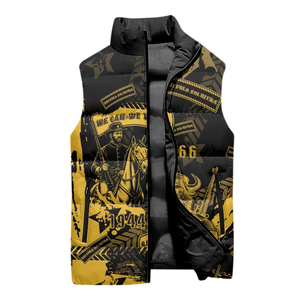 Buffalo Soldiers Sleeveless Puffer Jacket Military Urban Retro Style - Wonder Print Shop