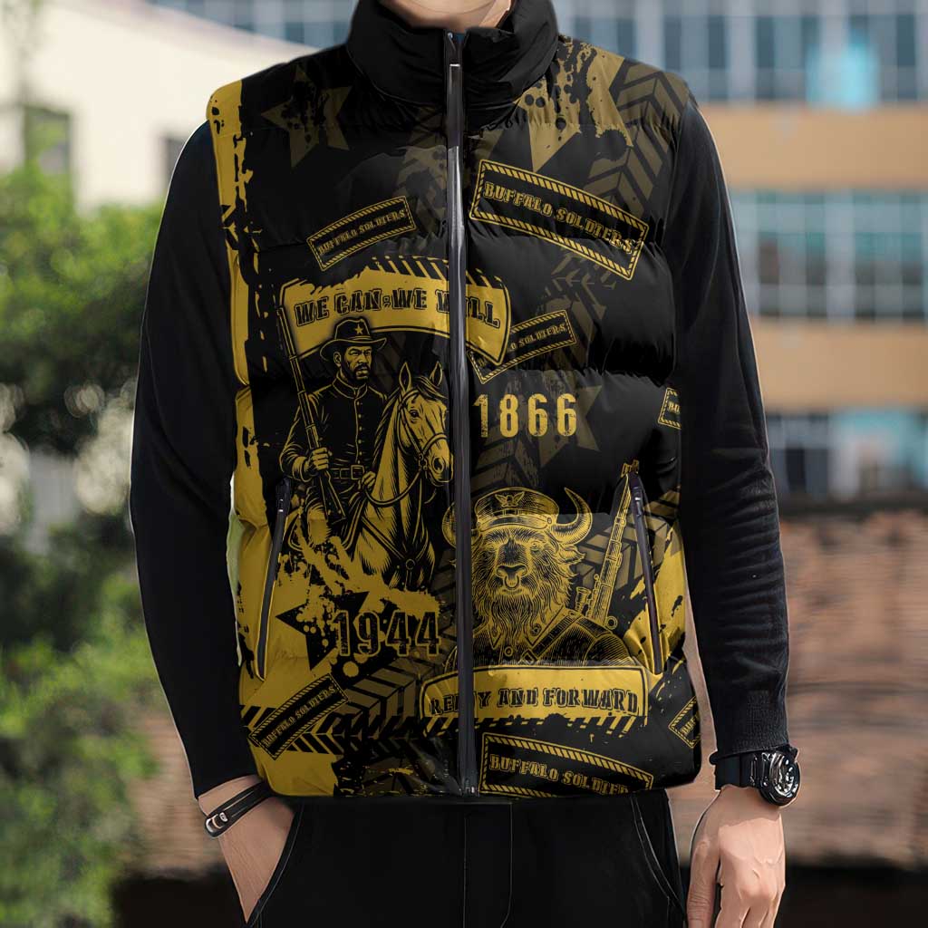 Buffalo Soldiers Sleeveless Puffer Jacket Military Urban Retro Style - Wonder Print Shop