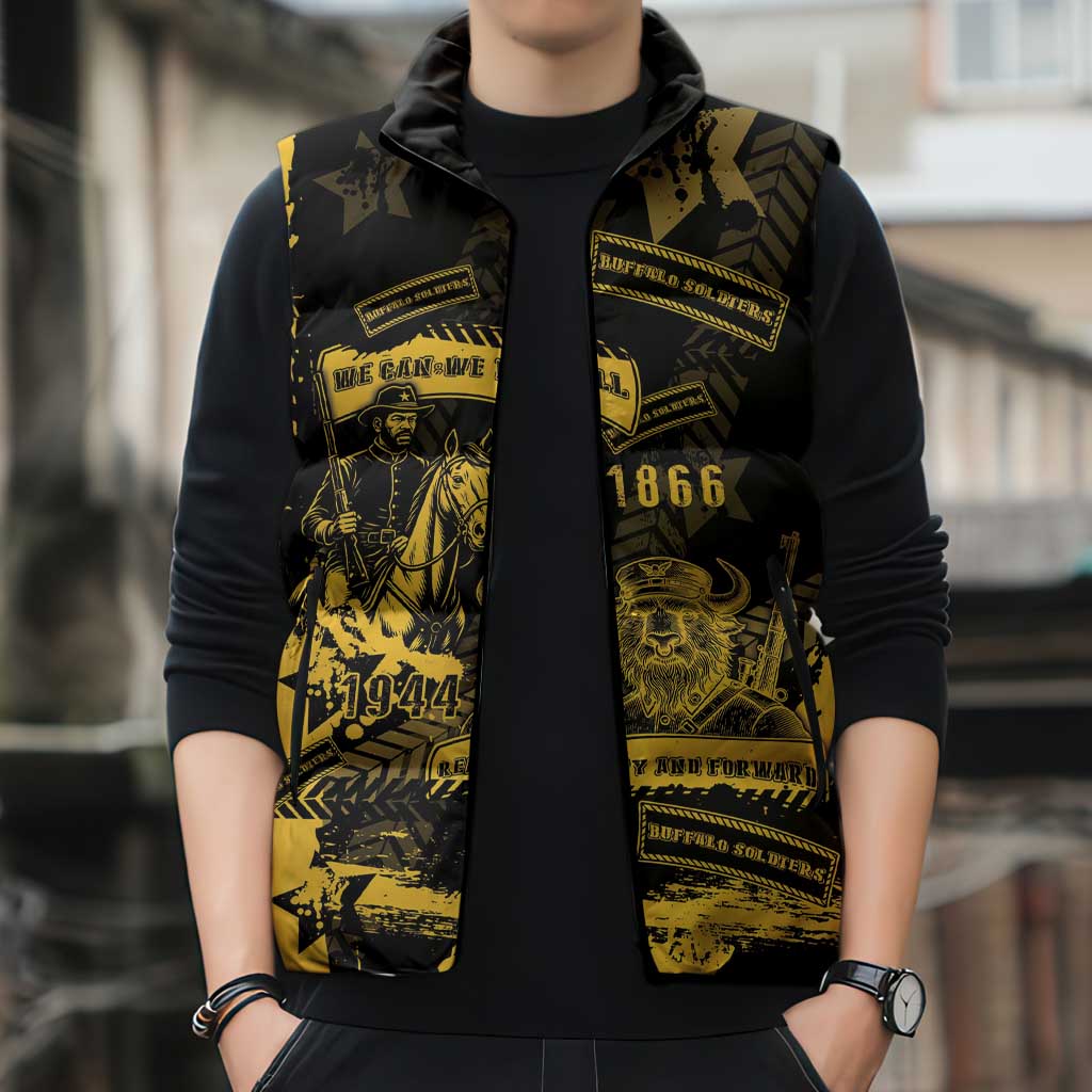 Buffalo Soldiers Sleeveless Puffer Jacket Military Urban Retro Style - Wonder Print Shop