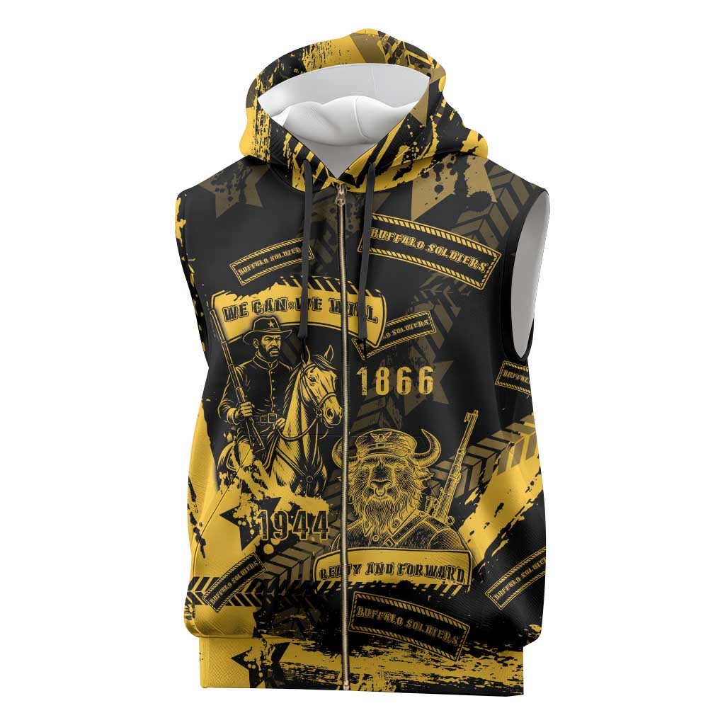 Buffalo Soldiers Sleeveless Zip Hoodie Military Urban Retro Style - Wonder Print Shop