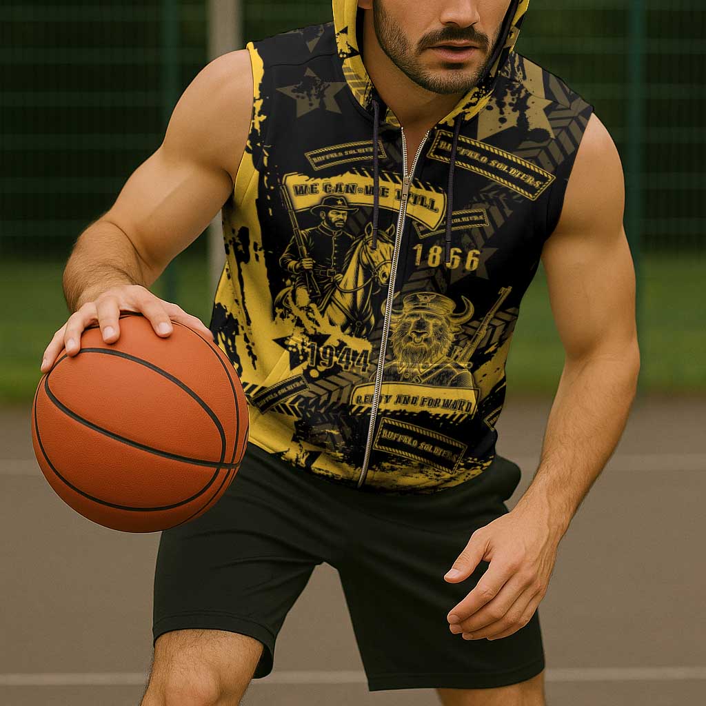 Buffalo Soldiers Sleeveless Zip Hoodie Military Urban Retro Style - Wonder Print Shop