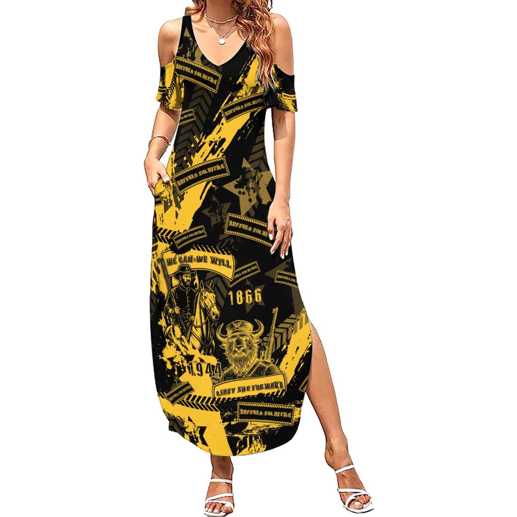 Buffalo Soldiers Summer Maxi Dress Military Urban Retro Style - Wonder Print Shop