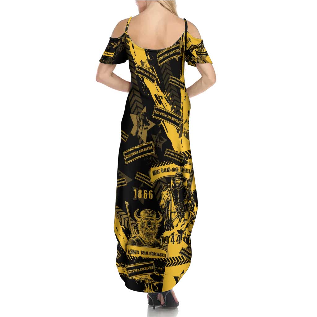 Buffalo Soldiers Summer Maxi Dress Military Urban Retro Style - Wonder Print Shop