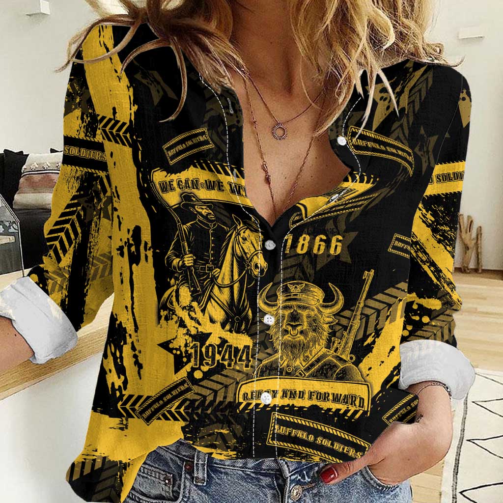 Buffalo Soldiers Women Casual Shirt Military Urban Retro Style - Wonder Print Shop