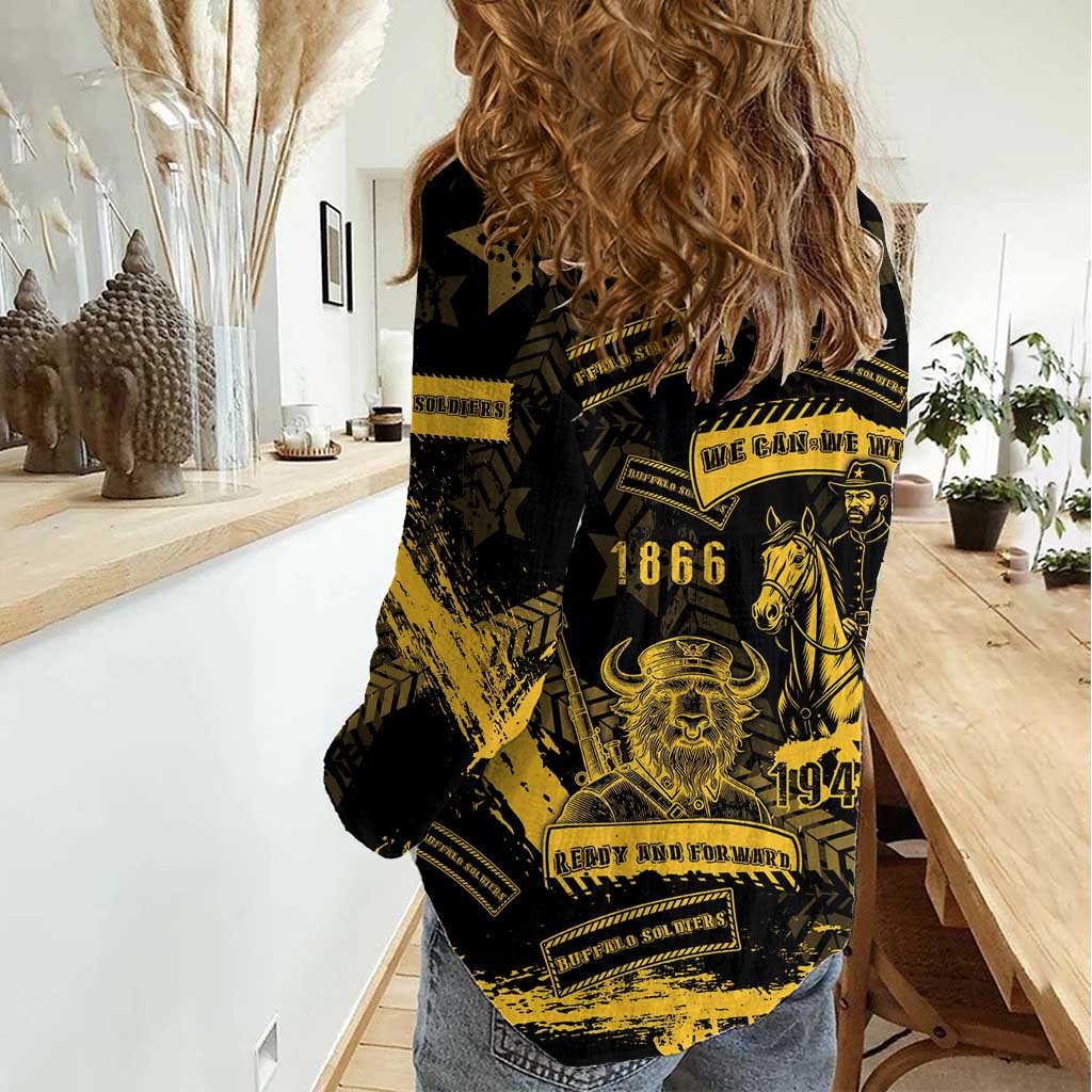 Buffalo Soldiers Women Casual Shirt Military Urban Retro Style - Wonder Print Shop