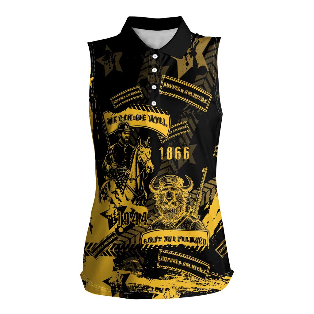 Buffalo Soldiers Women Sleeveless Polo Shirt Military Urban Retro Style - Wonder Print Shop