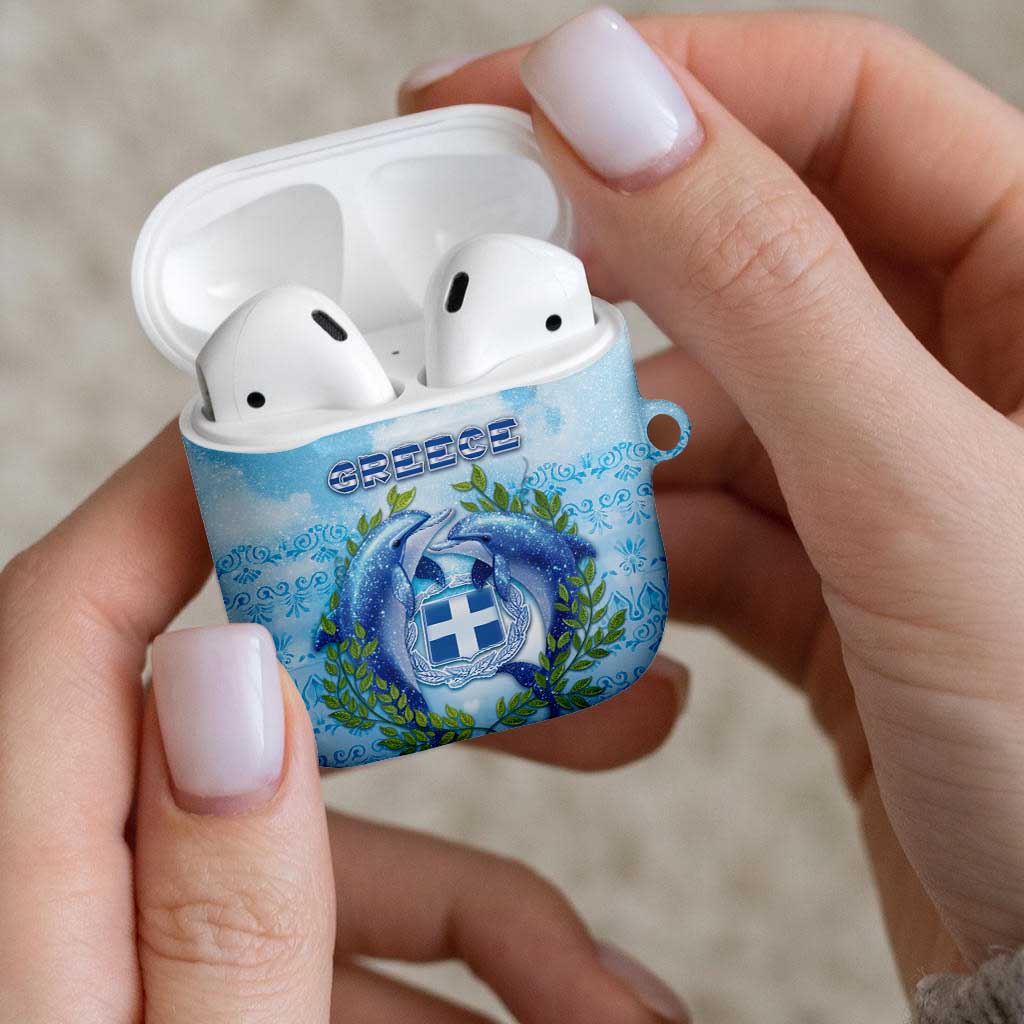Greece AirPods Case Dolphins And Symbol - Wonder Print Shop