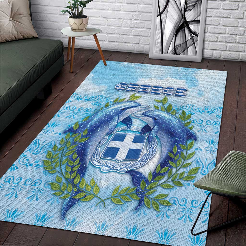 Greece Area Rug Dolphins And Symbol - Wonder Print Shop