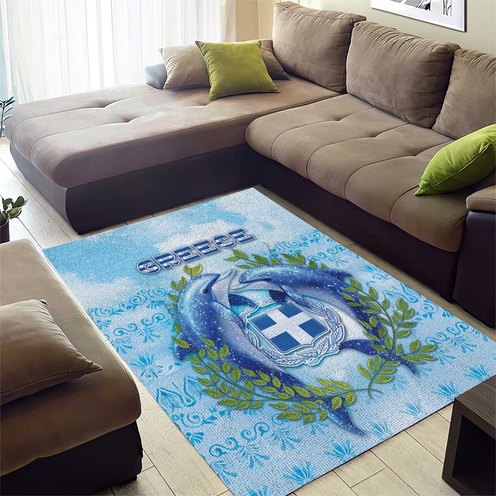 Greece Area Rug Dolphins And Symbol - Wonder Print Shop