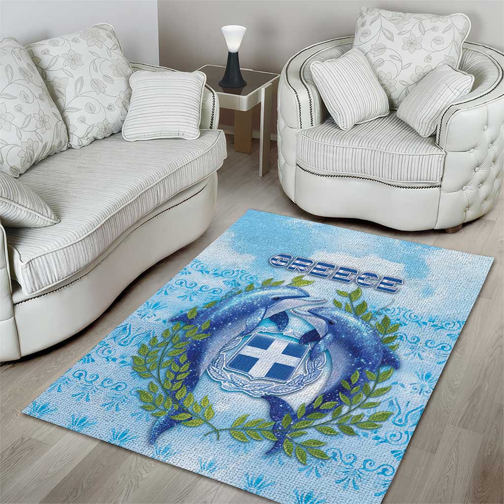 Greece Area Rug Dolphins And Symbol - Wonder Print Shop