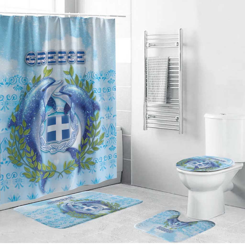 Greece Bathroom Set Dolphins And Symbol - Wonder Print Shop