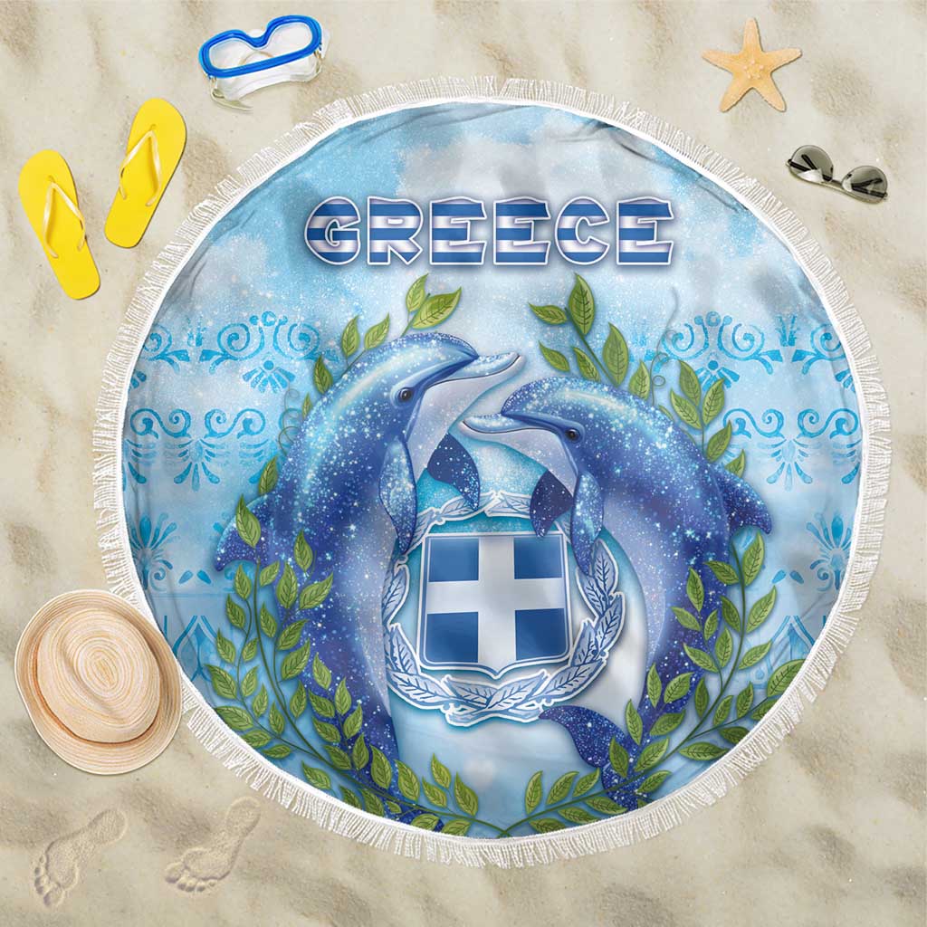 Greece Beach Blanket Dolphins And Symbol - Wonder Print Shop