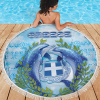 Greece Beach Blanket Dolphins And Symbol - Wonder Print Shop