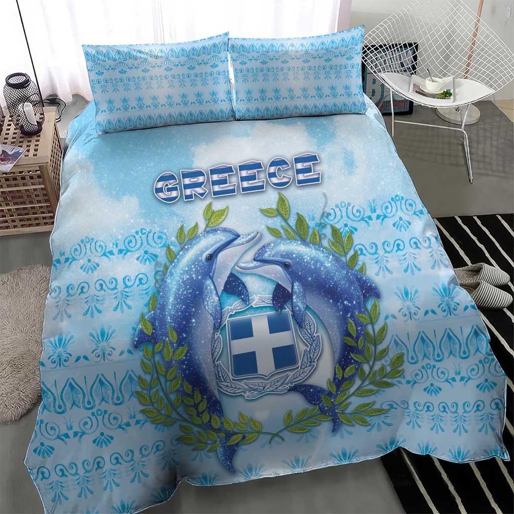 Greece Bedding Set Dolphins And Symbol - Wonder Print Shop