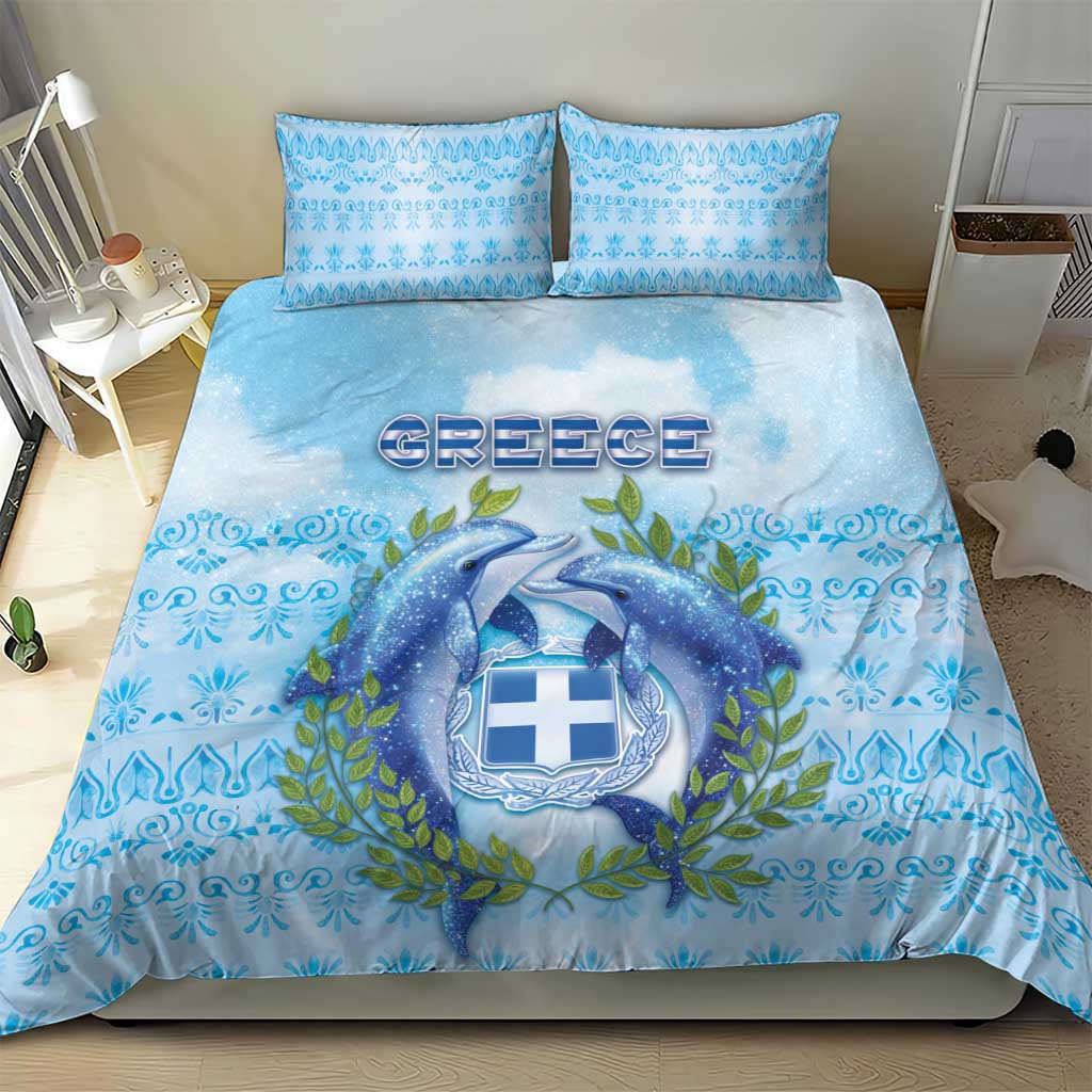 Greece Bedding Set Dolphins And Symbol - Wonder Print Shop