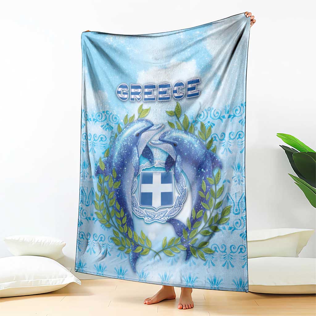 Greece Blanket Dolphins And Symbol - Wonder Print Shop