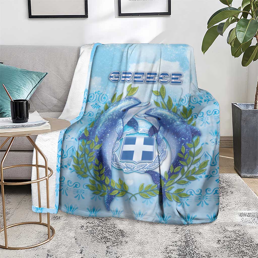 Greece Blanket Dolphins And Symbol - Wonder Print Shop