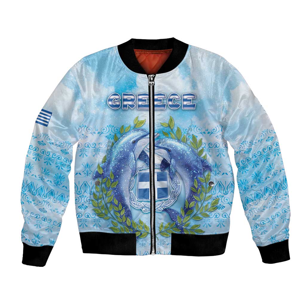Personalized Greece Bomber Jacket Dolphins And Symbol - Wonder Print Shop