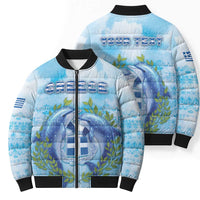 Personalized Greece Bomber Puffer Jacket Dolphins And Symbol - Wonder Print Shop