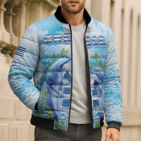 Personalized Greece Bomber Puffer Jacket Dolphins And Symbol - Wonder Print Shop
