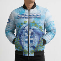 Personalized Greece Bomber Puffer Jacket Dolphins And Symbol - Wonder Print Shop
