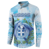 Personalized Greece Button Sweatshirt Dolphins And Symbol - Wonder Print Shop