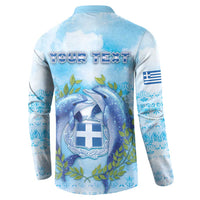 Personalized Greece Button Sweatshirt Dolphins And Symbol - Wonder Print Shop