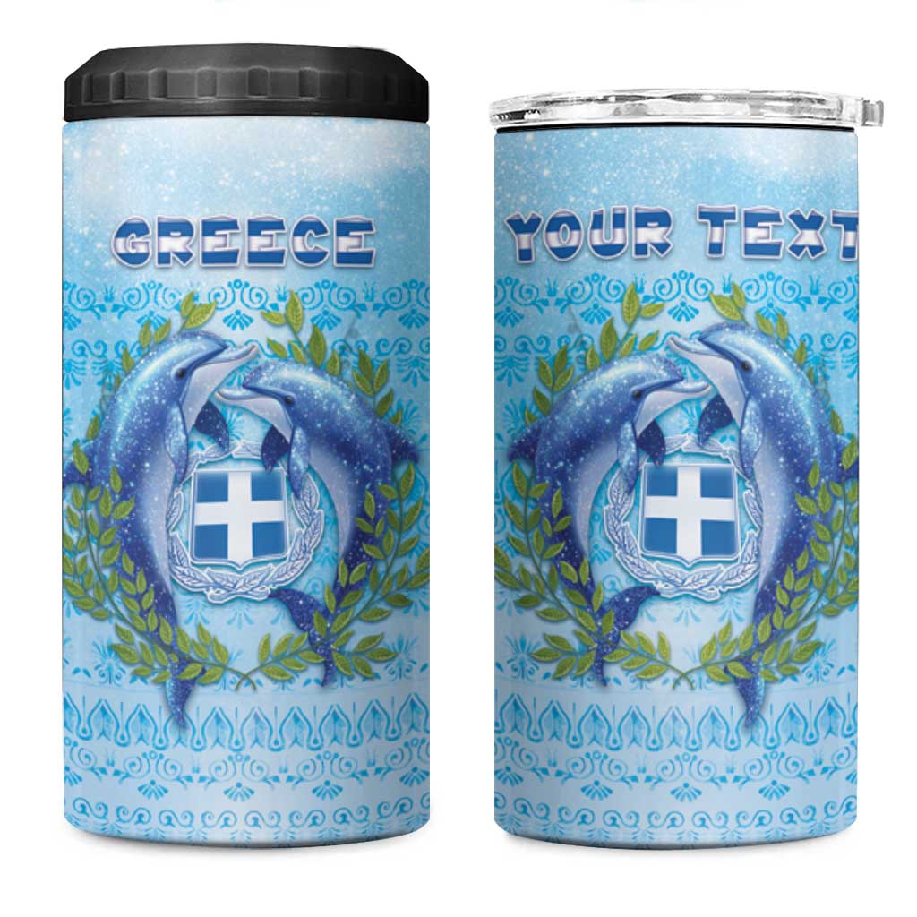 Personalized Greece 4 in 1 Can Cooler Tumbler Dolphins And Symbol - Wonder Print Shop
