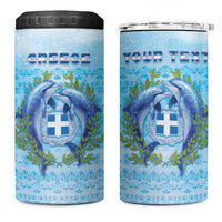Personalized Greece 4 in 1 Can Cooler Tumbler Dolphins And Symbol - Wonder Print Shop