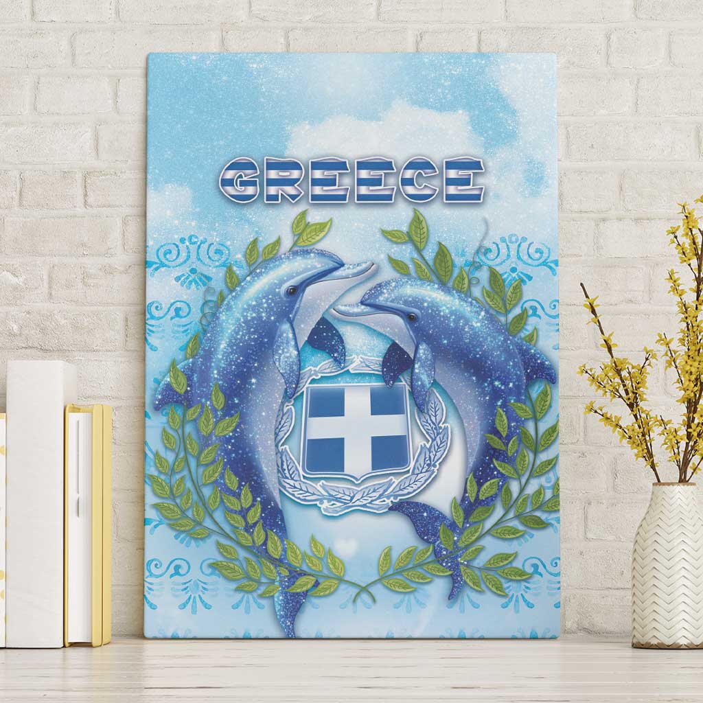 Greece Canvas Wall Art Dolphins And Symbol - Wonder Print Shop