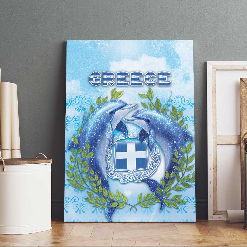 Greece Canvas Wall Art Dolphins And Symbol - Wonder Print Shop