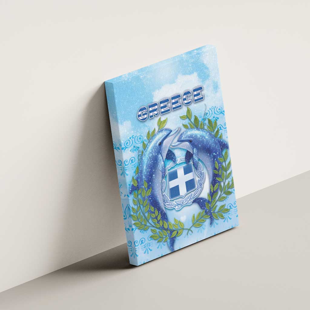 Greece Canvas Wall Art Dolphins And Symbol - Wonder Print Shop