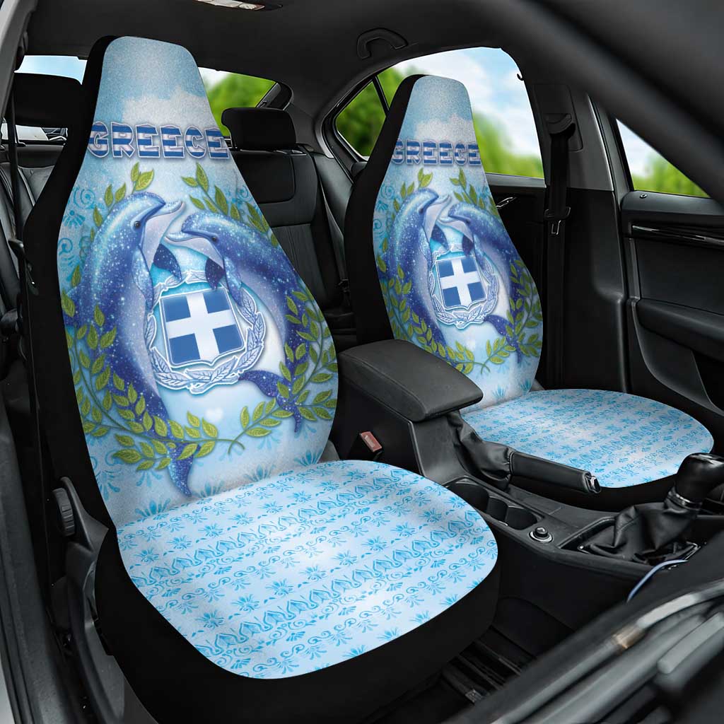 Greece Car Seat Cover Dolphins And Symbol - Wonder Print Shop