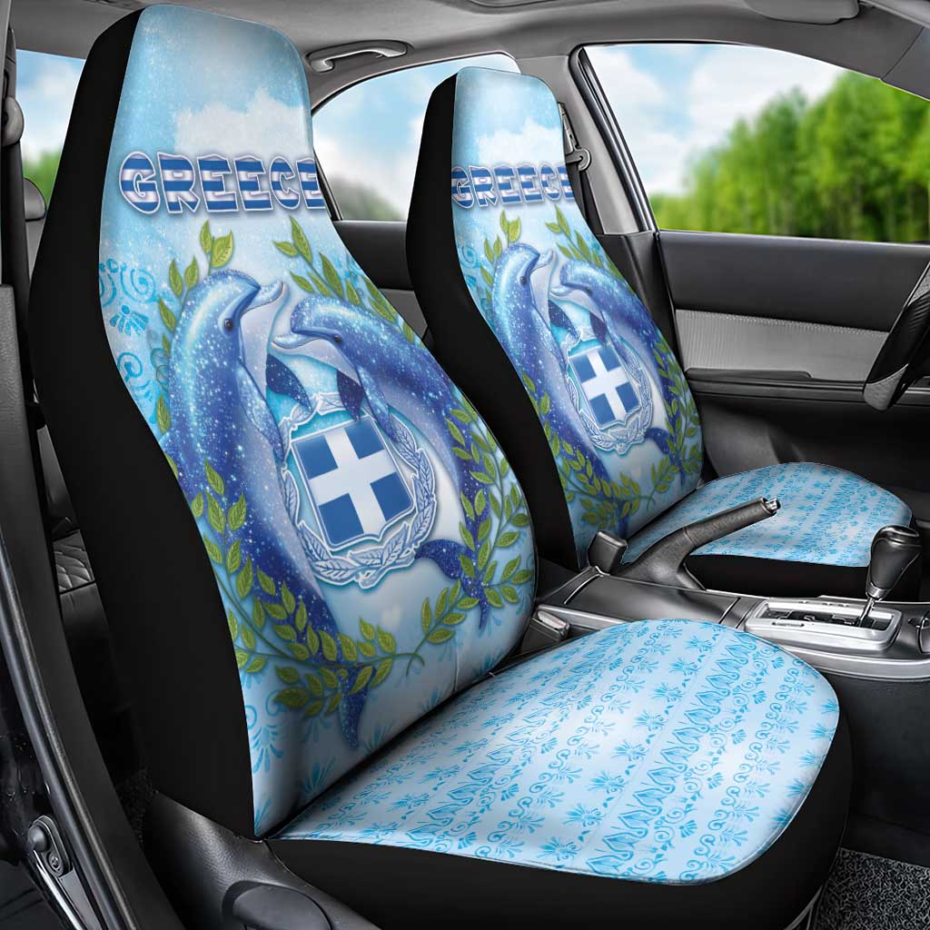 Greece Car Seat Cover Dolphins And Symbol - Wonder Print Shop